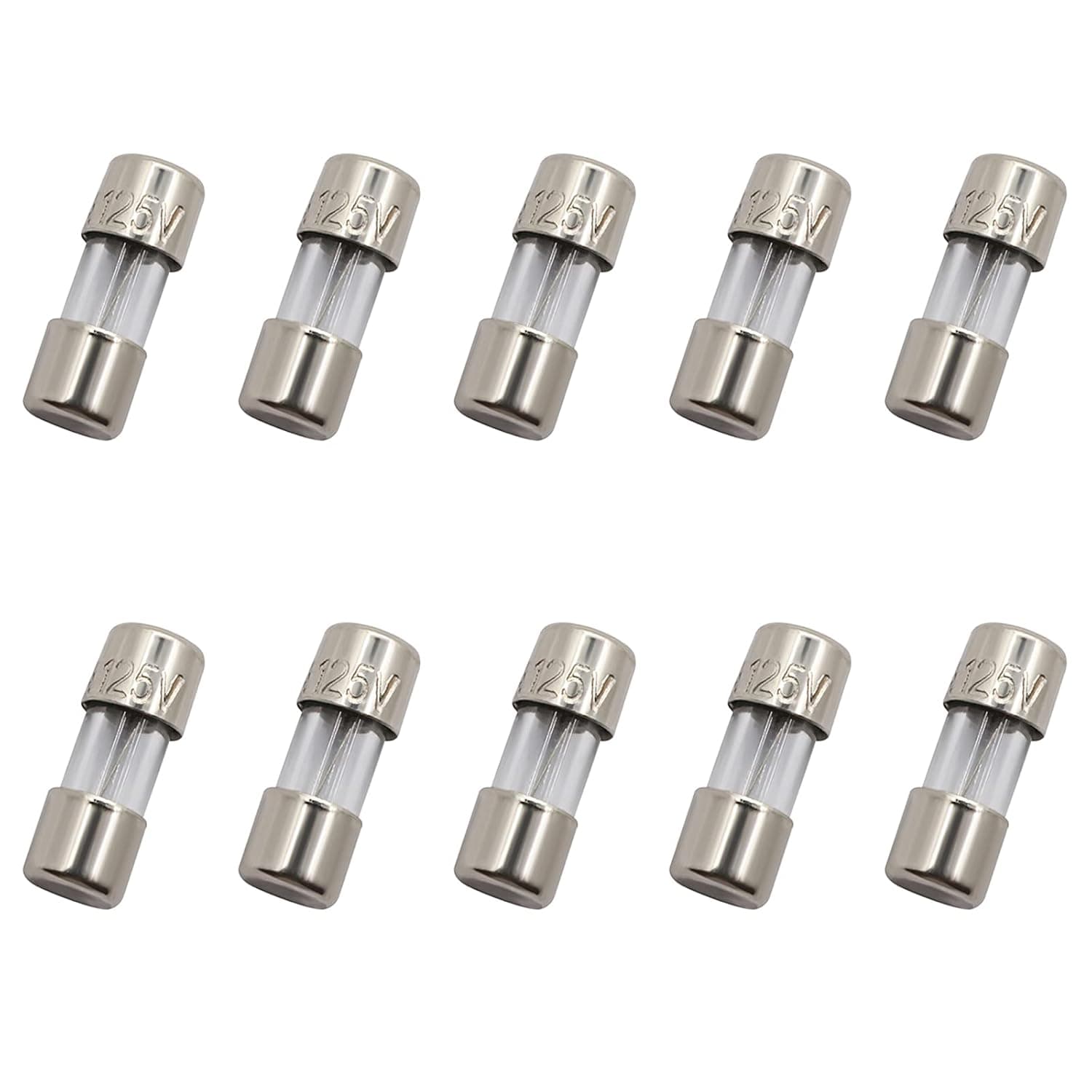 SIXQJZML 10 Pack F5AL Fast-Blow Mini Fuse 5A 5amp 125V Glass Fuses 0.14 x 0.39 inch / 3.6 x 10 mm (125Volt) (F5A)