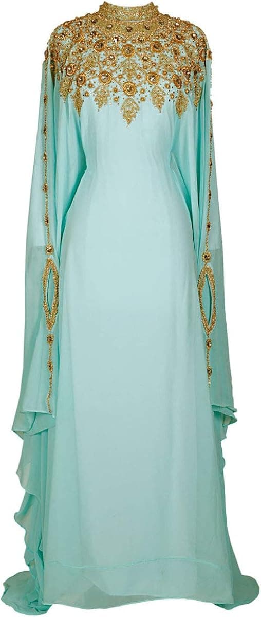 Athena Kaftan Women Long Sleeve Chiffon Maxi Dress Formal Gown Evening Dress
