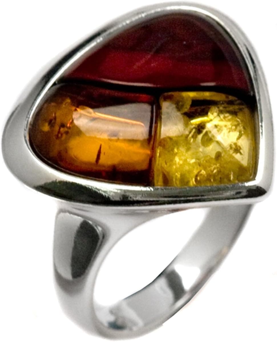 Ian and Valeri Co. Multicolor Amber Sterling Silver Mosaic Ring