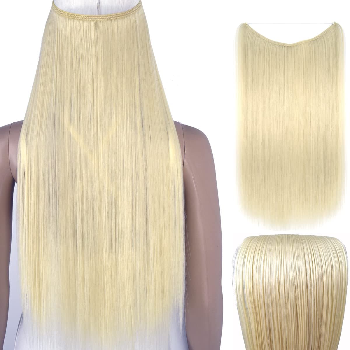 TOPREETY 24"100gr Hair Extensions Elastic Invisible Wire Attached Bleach blonde #613