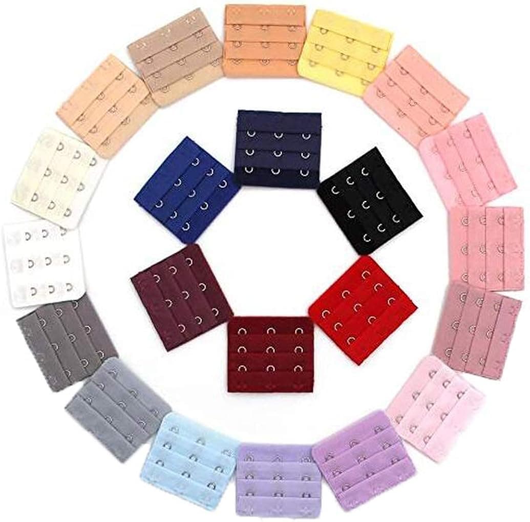 erioctry Bra Extender 22 pcs Women Ladies Assorted Colors 3-Hook 3 Rows Spacing Bra Extender Extension Hooks Strap Soft Back Comfortable Band Extenders