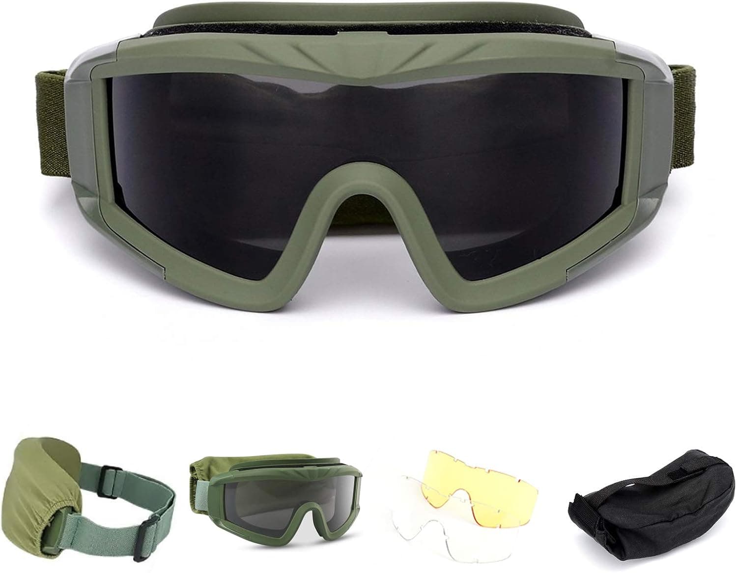 MultiOutools Airsoft Goggles,Safety Goggles Anti Fog Military Glasses with 3 Interchangeable Lens for Riding Shooting