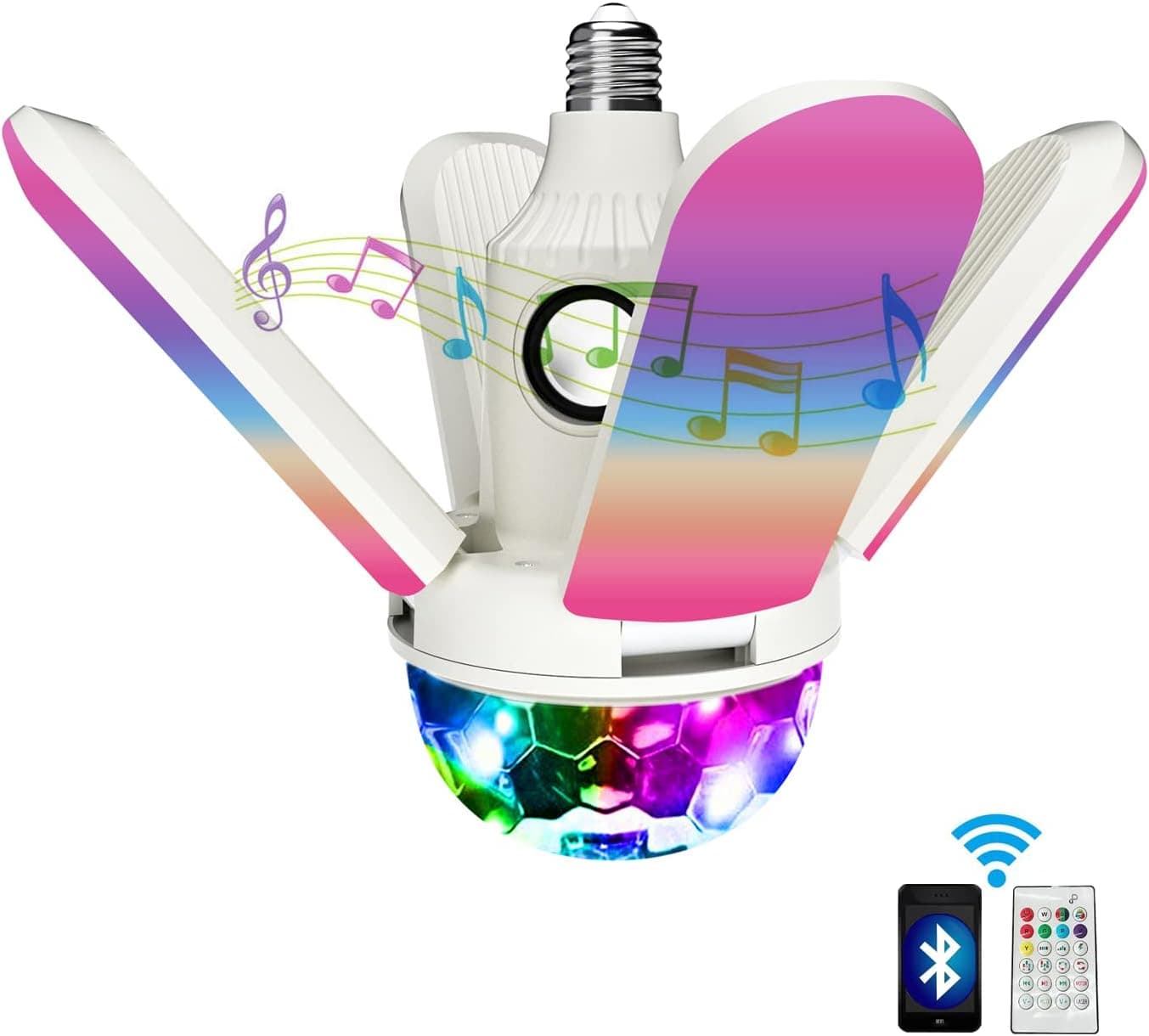 AQIQUUT Bluetooth Light Bulbs with Speaker,Color Changing Light Bulb with Remote Control,Music Disco Light Bulb with E27/E26 Screw Base for Bedroom Famiry Party Christmas