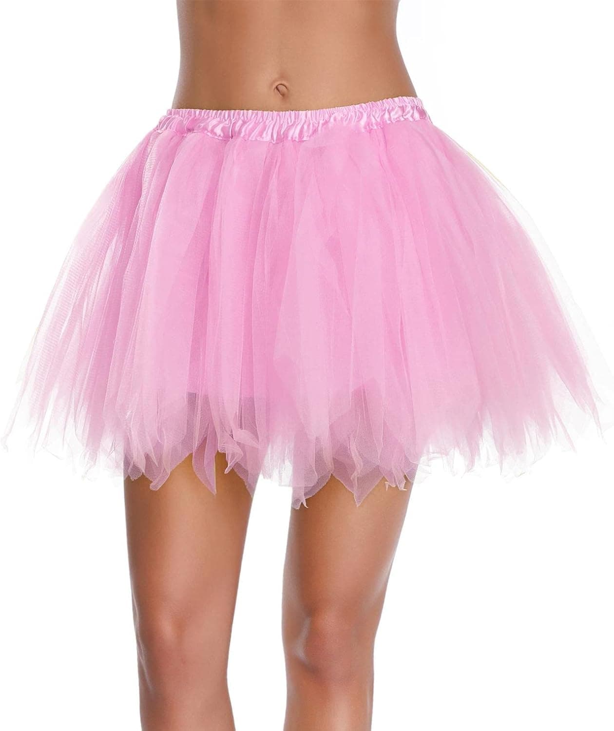 Women Vintage Above Knee Tutu Tulle Dance Half Slip Petticoat 1950s Ballet Crinolines Bubble Skirt (Pink, XX-Large)