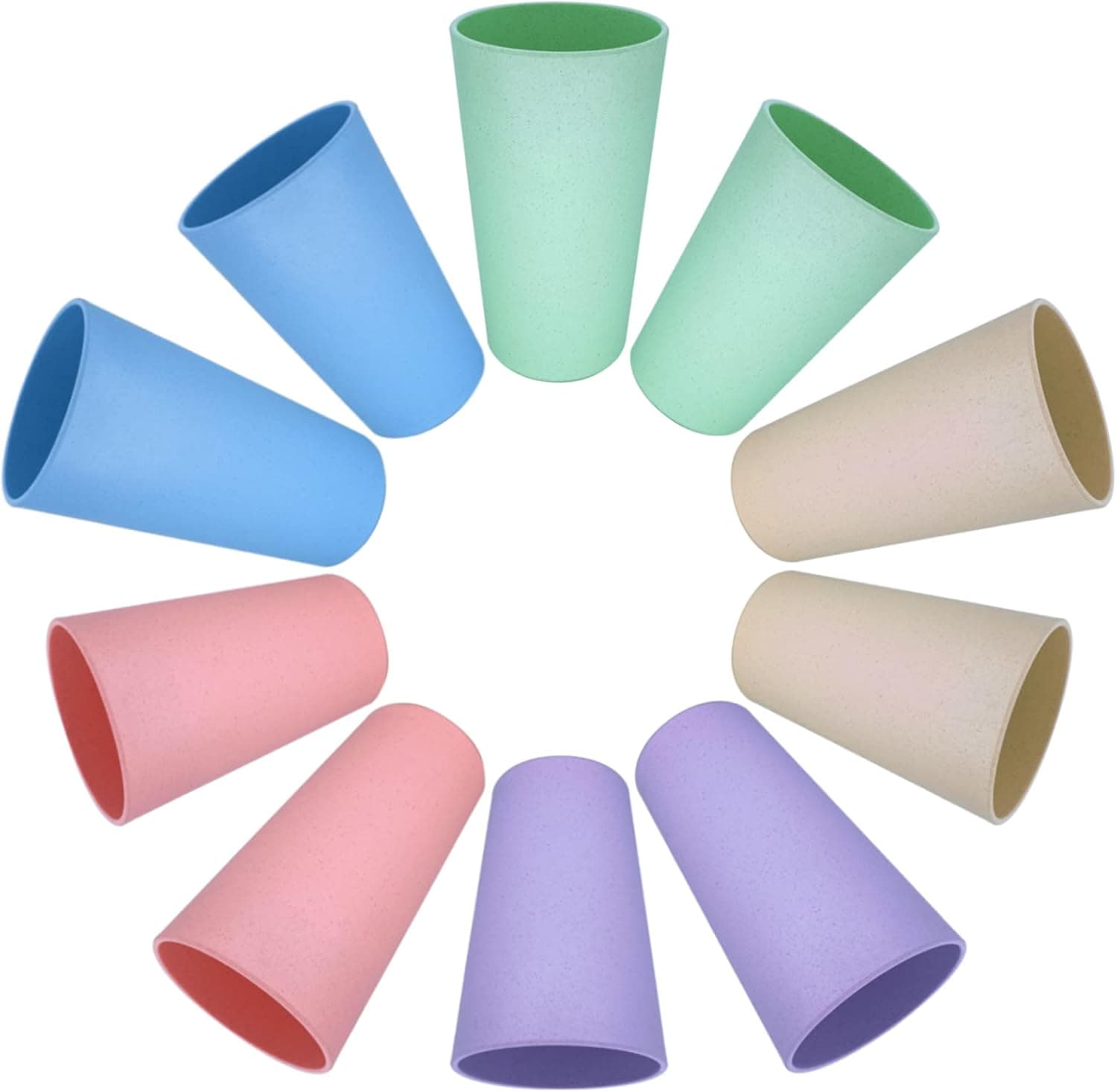 DLF.DONGLINFENG Wheat Straw Unbreakable Cup (17 Ounces) And (20 Ounces)-Reusable Drinking Cup Plastic Cup 10 Piece Set-Colorful-Dishwasher Safe-Bpa Free…