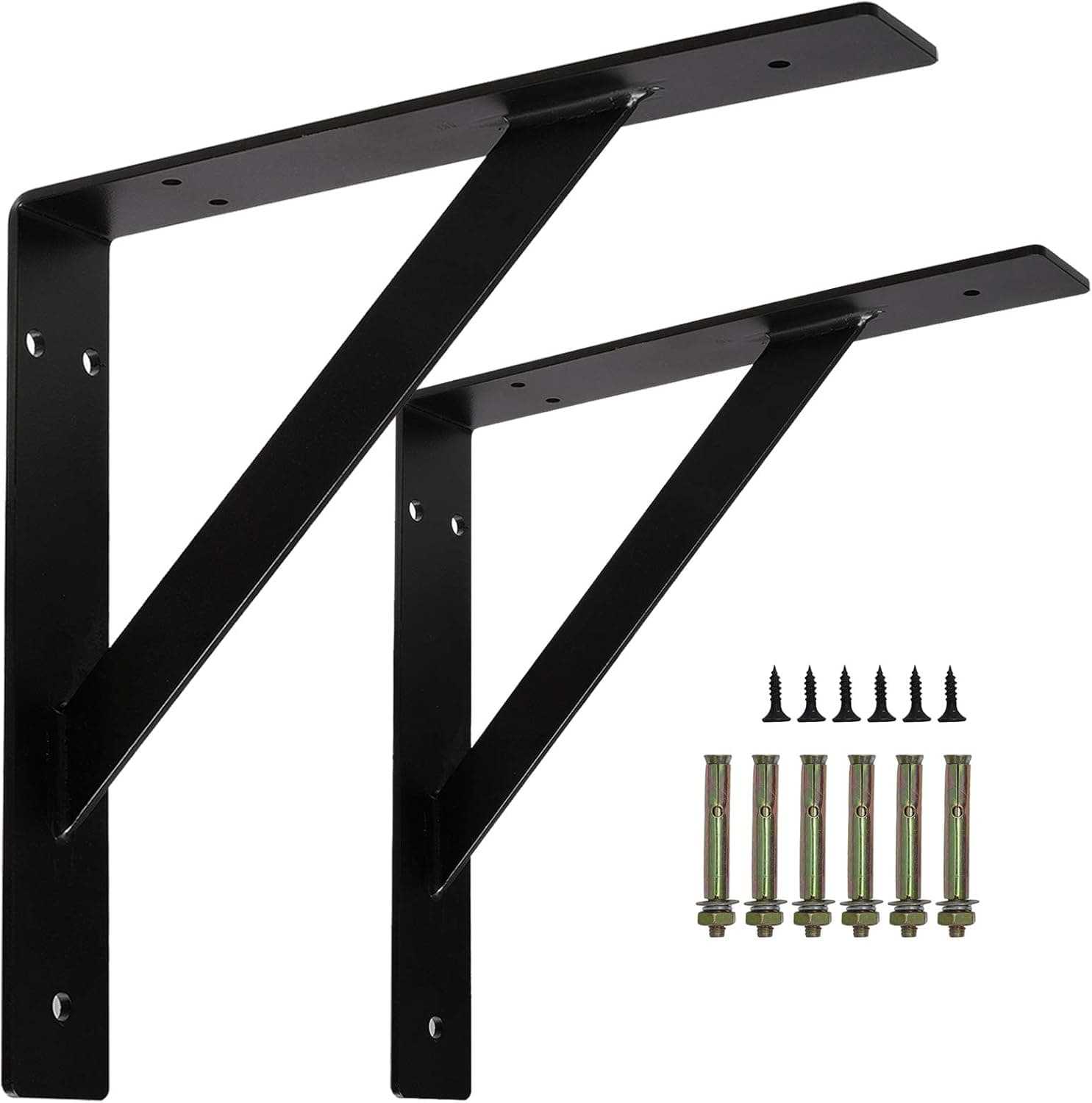 Countertop Support Brackets, 20’’ X 14’’Heavy Duty Shelf Bracket, Heavy Duty Black Shelf Bracket, Wall Mounted Joint Right Angle L Solid Shelving Bracket for Bar Tops Cabinetry Table Desk, Black
