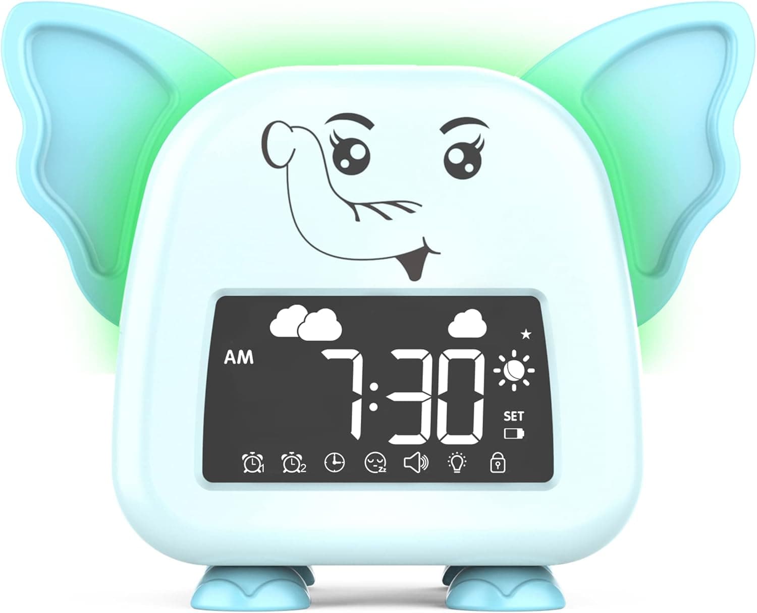 Wisoee Kids Alarm Clock, Okay to Wake Clock for Kids, Children's Sleep Trainer Clock with Night Lights, Sleep Sounds Machine, Cute Alarm Clocks for Girls Boys Bedrooms