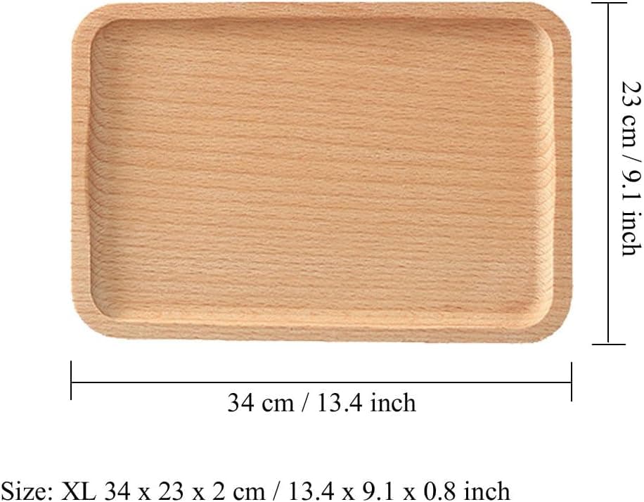 Best M Classic Rectangular Wood Serving Tray Tableware Serving Tray Handcrafted Decorative Trays Wooden Food Tray (30 x 20 CM)