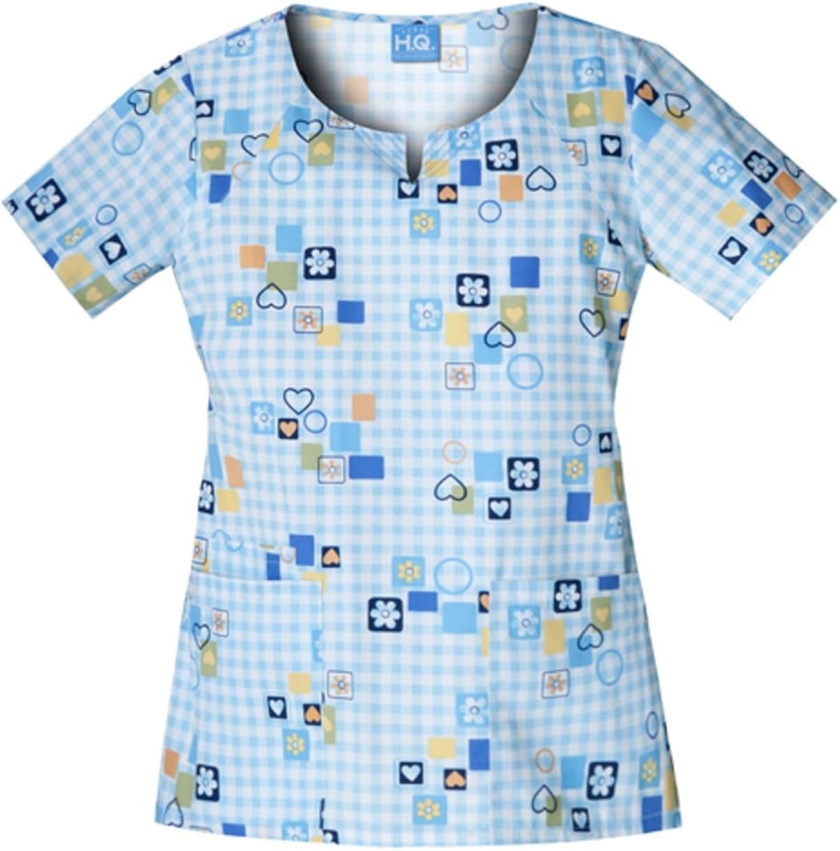 Scrub HQ 4762 Women's Scoop Neck Scrub Top Just Checking In X-Large