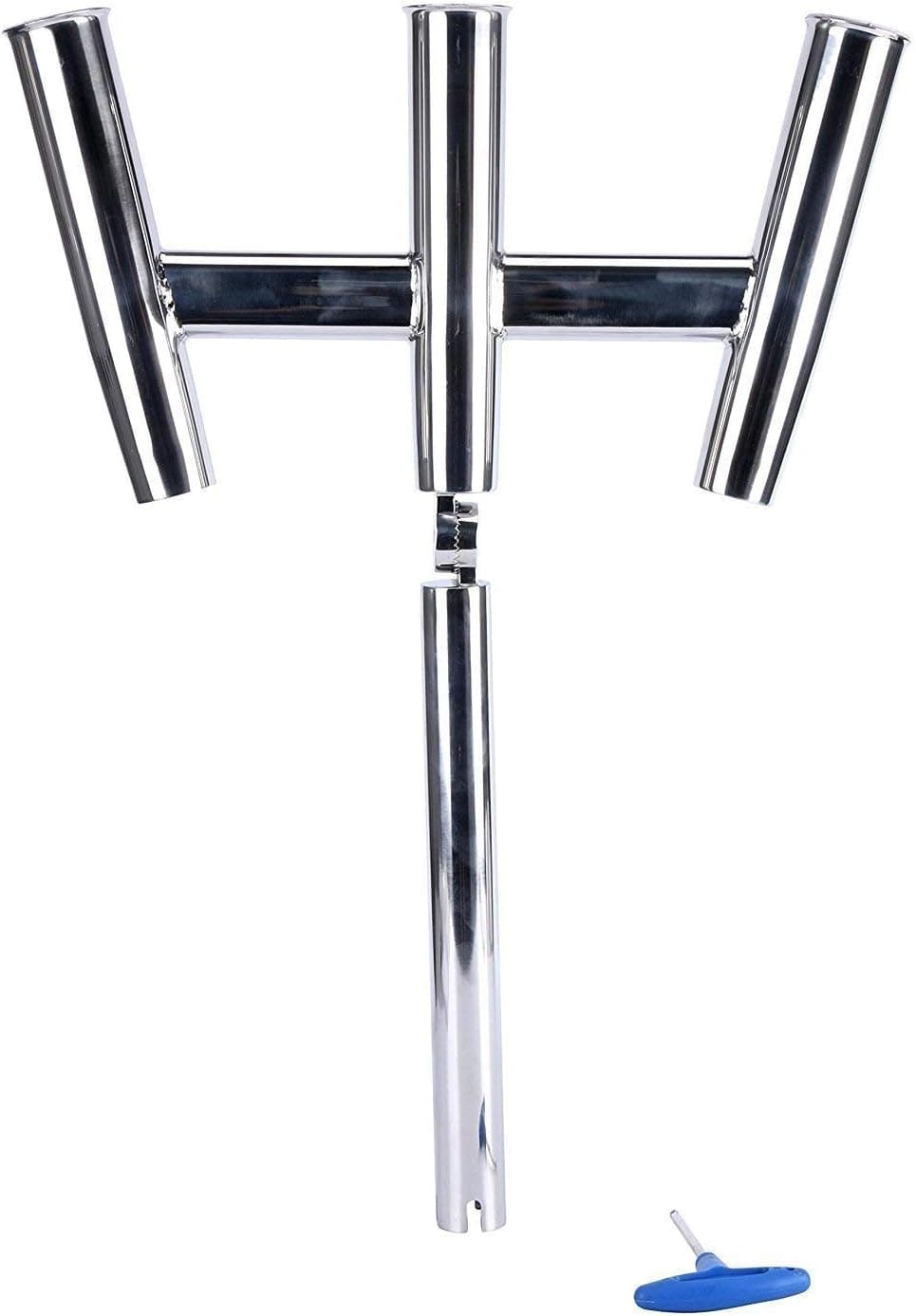 Yaemarine Highly Polished 3 Tube Silver Stainless Steel Trident Outrigger Stylish Rod Holder - Triple Rod Holder, Kite Fishing Mount 3-rod Holder