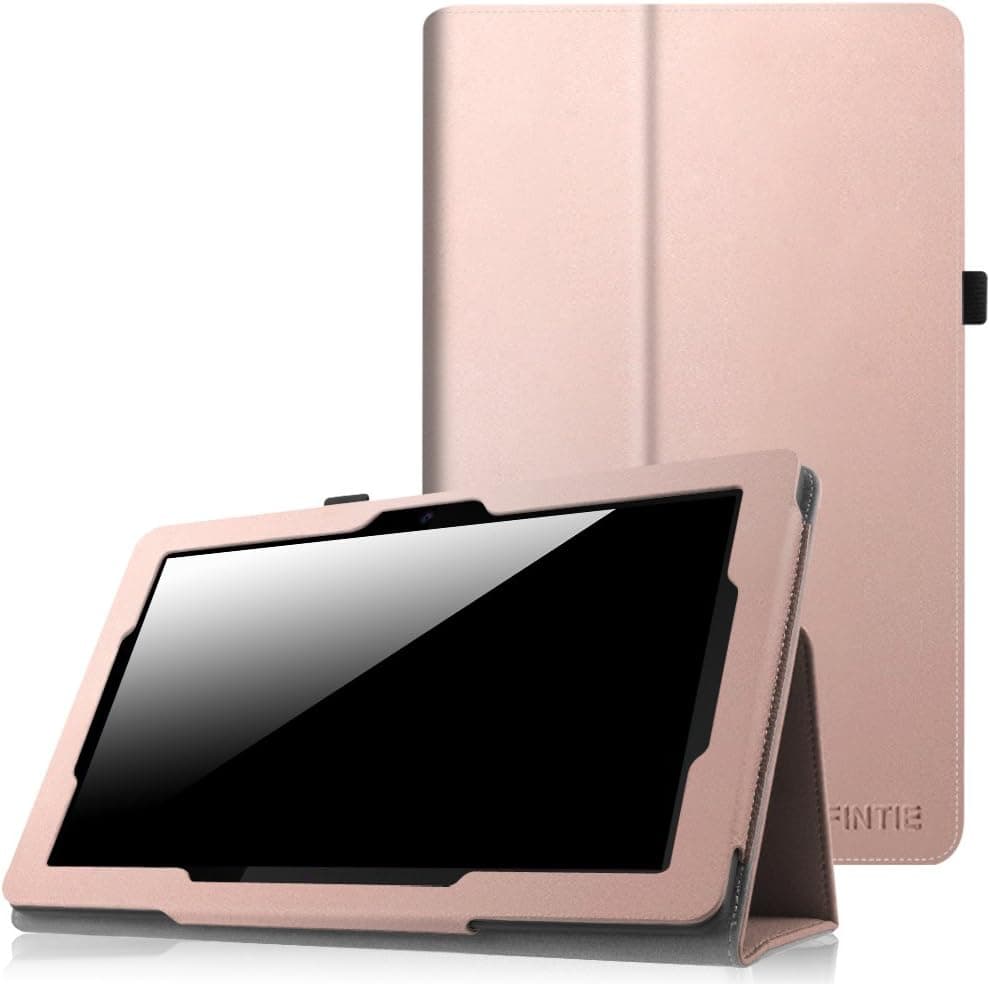 Fintie Dragon Touch X10 /10.6" Fusion5 108 Folio Case - Premium PU Leather Stand Cover with Stylus Holder for Dragon Touch X10 / KingPad K100 / Fusion5 108 10.6-Inch Tablet, Rose Gold