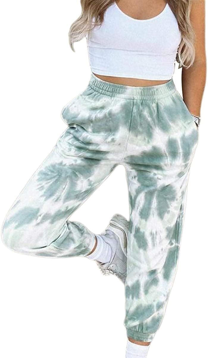N/C Women's Tie Dye High Waisted Sweatpants Joggers Trousers Pants Workout Sportswear with Pockets