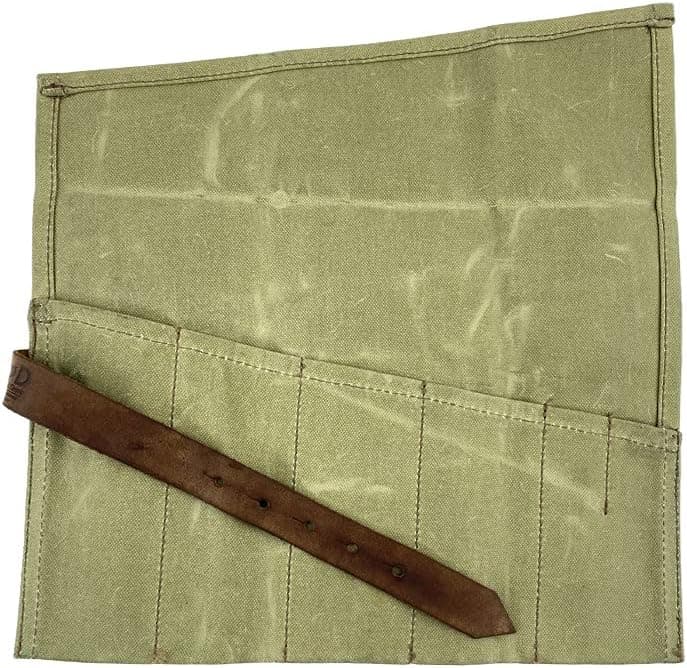 Hide & Drink, Large Tool Roll Up Bag (6 Slots), Portable Carry On Pouch Workshop Storage Woodworking Tools Organizer, Vintage, Handmade (Waxed Canvas)