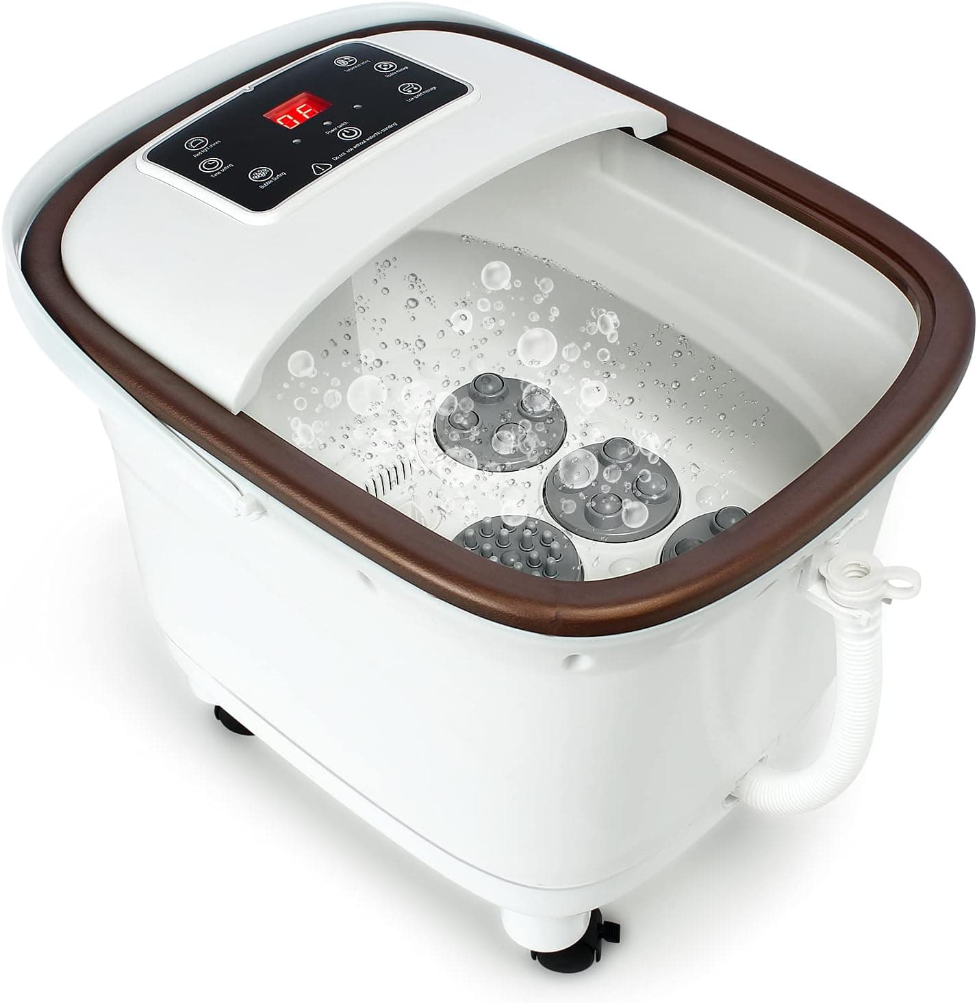 Foot Spa Bath Massager with Heat, Foot Bath Massager with 24 Motorized Massage Rollers, Timer, Temperature Adjustment, Bubbles, Red Light, Removable & Washable Massage Tray Foot Massager Spa