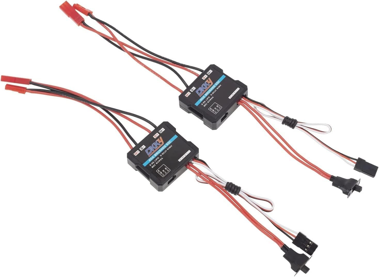 DKKY 2Pcs RC Motor ESC, 40A Brushed Electric Speed Controller, 6-12.6V for 1/16 1/18 1/24 etc RC Model Cars Tracked Tanks Boats Short Trucks RC Accessories Parts