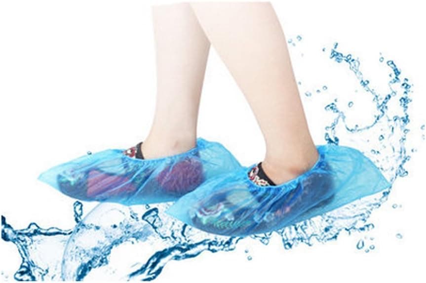 ASTRQLE Disposable Waterproof Shoes Covers Thicken Anti-Slip Dustproof Boot Covers (50 Pairs Blue)