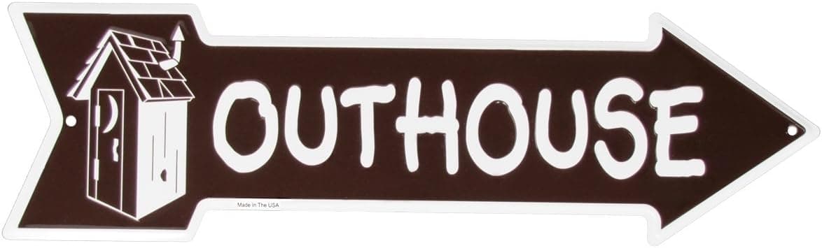 TG,LLC Treasure Gurus Metal Outhouse Sign Bathroom Arrow Funny Restaurant Pub or Bar Wall Decor