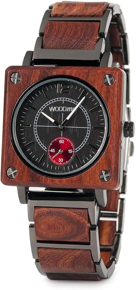 WOODME Wooden Watches for Men and Women Luxury Stainless Steel Natural Wood Watch Chronograph Military Japanese Quartz Wristwatches with Unique Box