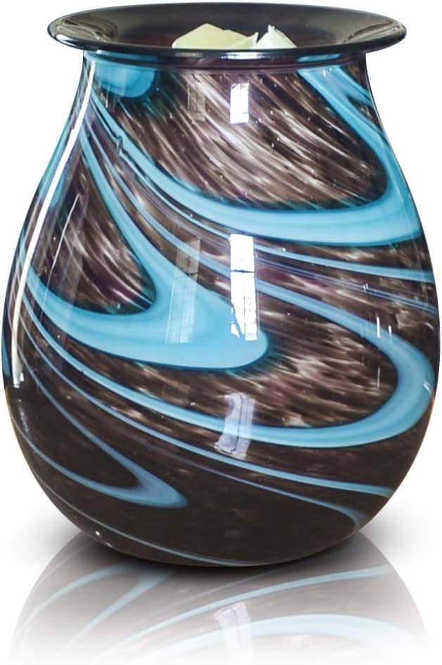 Heung Hoi Electric Wax Warmer Art Glass Scented Candle Warmer Tart Burner for Wax Melts Fragrance Oil Night Light Aroma Decorative Lamp for Gifts & Decor, Home, Office, Bedroom, Living Room (BB)