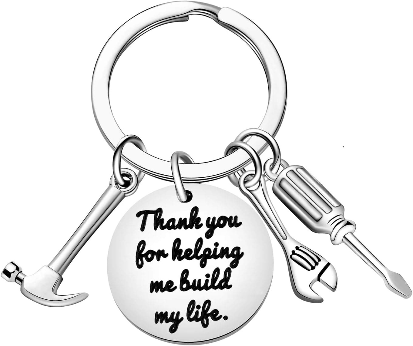 Dad Keychain Gift for Father's Day Birthday Gifts Thank You for Helping Me Build My Life