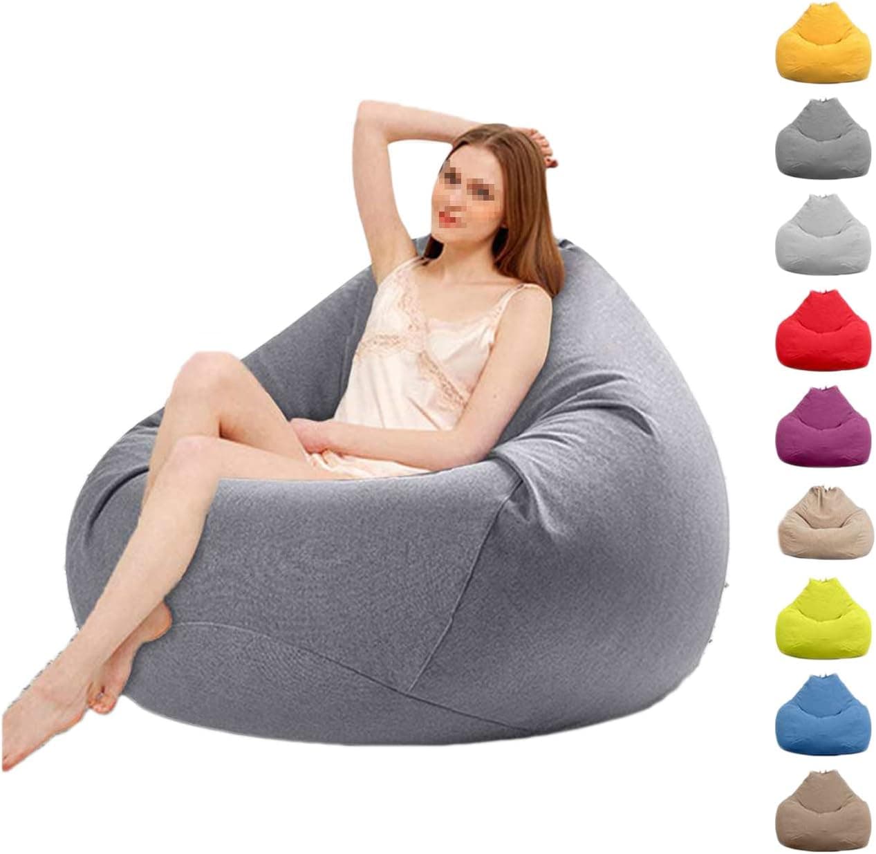 ZWIFEJIANQ 2020 New Household Lounger Bean Storage Bag Lazy Sofa Chairs Waterproof Puff Couch Cover for Living Room (Blue, S (70X80cm))