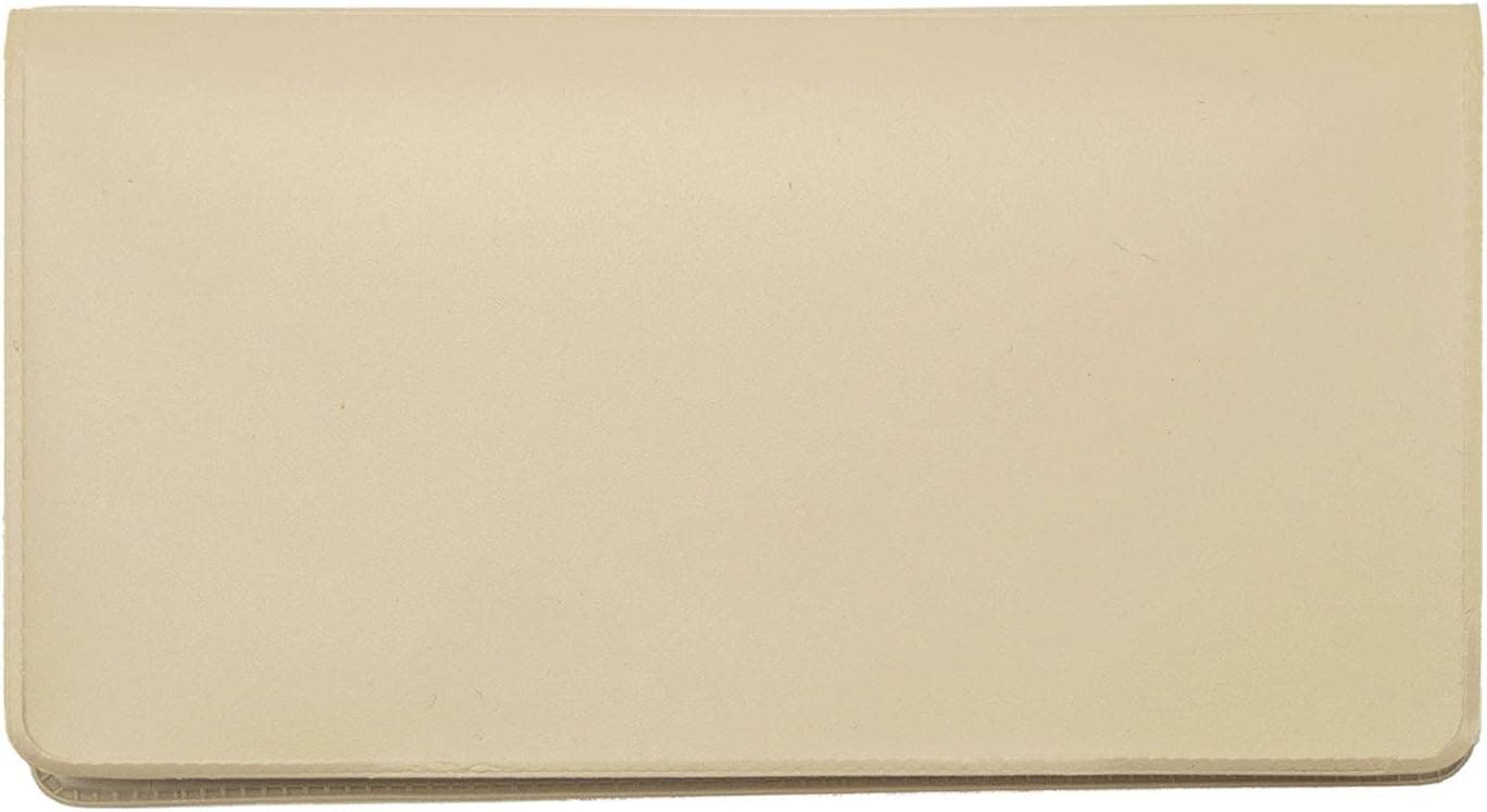 Beige Vinyl Checkbook Cover, Top Tear Personal Vinyl Checkbook Cover
