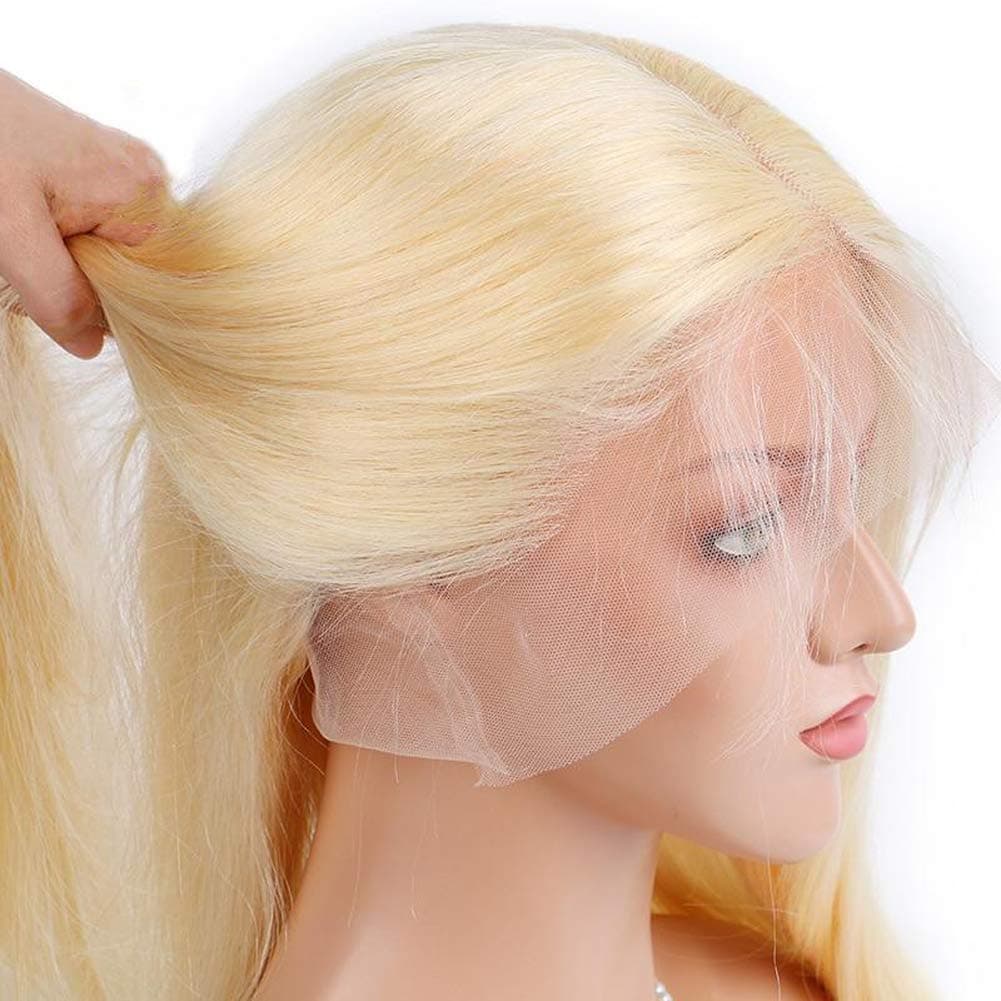 613 Full Lace Wig Human Hair With Baby Hair 130 Density Blonde Full Lace Wig Pre Plucked Bleached Knots (20 inch, full lace wig)
