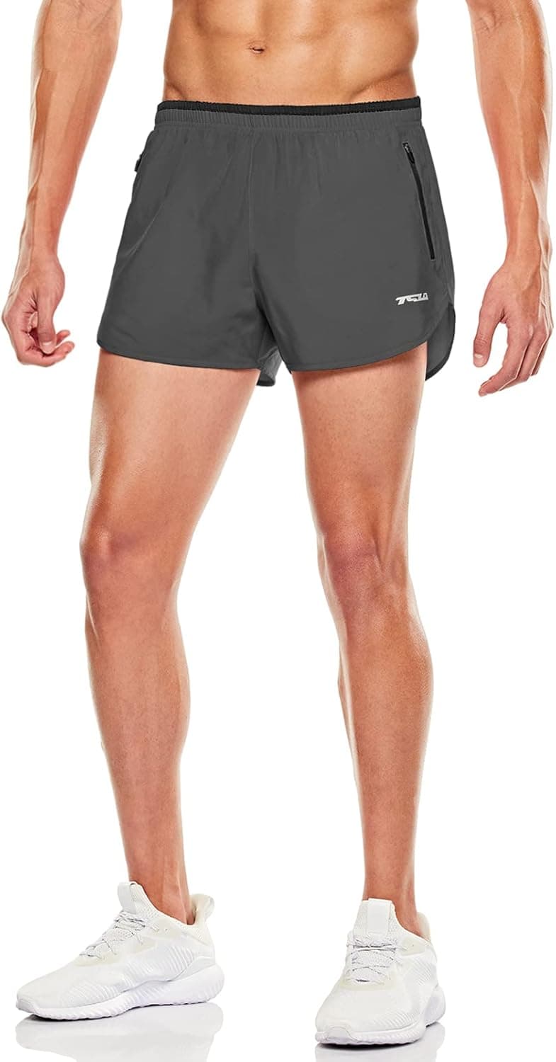 TSLA Men's Active Running Shorts, 3 Inch Quick Dry Mesh Jogging Workout Shorts, Gym Athletic Marathon Shorts with Pockets