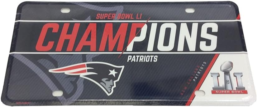 Rico England Patriots Super Bowl LI Champions Metal License Tag
