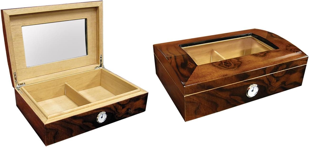 Prestige Import Group 40 Ct Walnut Burl Gloss Finish w/Arc Top & Beveled Glass