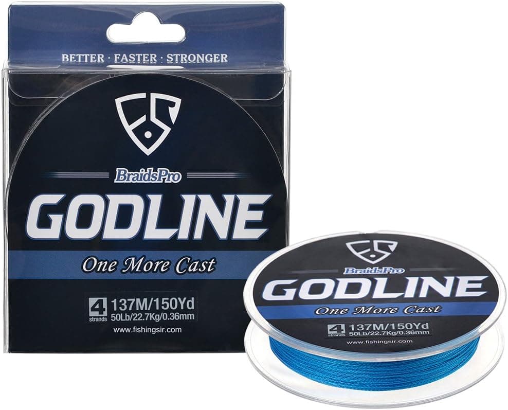 FISHINGSIR 50LB Fishing Line Braid - Dyneema Super Strong Braid Lines for Crappie Bass,Blue,4 Strand
