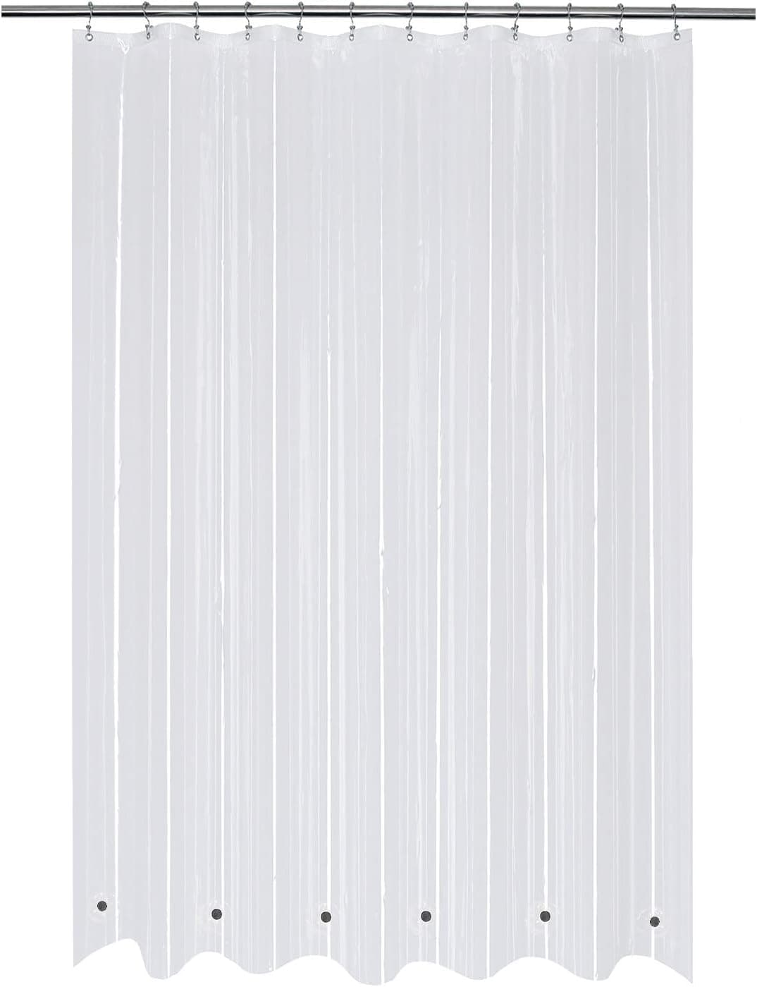 Mrs Awesome Extra Long Shower Curtain Liner with 6 Magnets 72 x 84 inch, Clear PEVA 8G Heavy Duty Thick Plastic Shower Curtain, Waterproof, 72x84