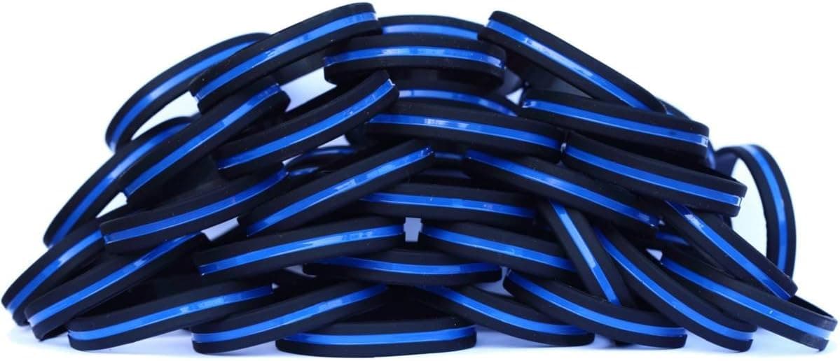 New Set of 100 Thin Blue Line Wristbands You Pick Sizes