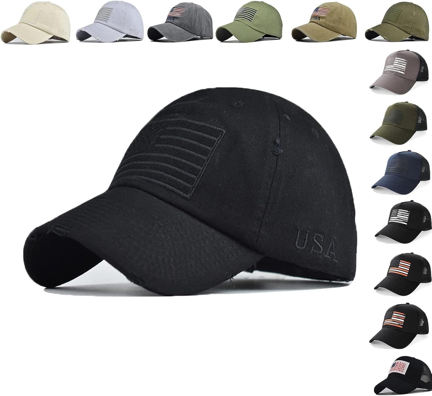 American Flag Hat Men Women Adjustable USA Baseball Cap Outdoors Trucker Cap