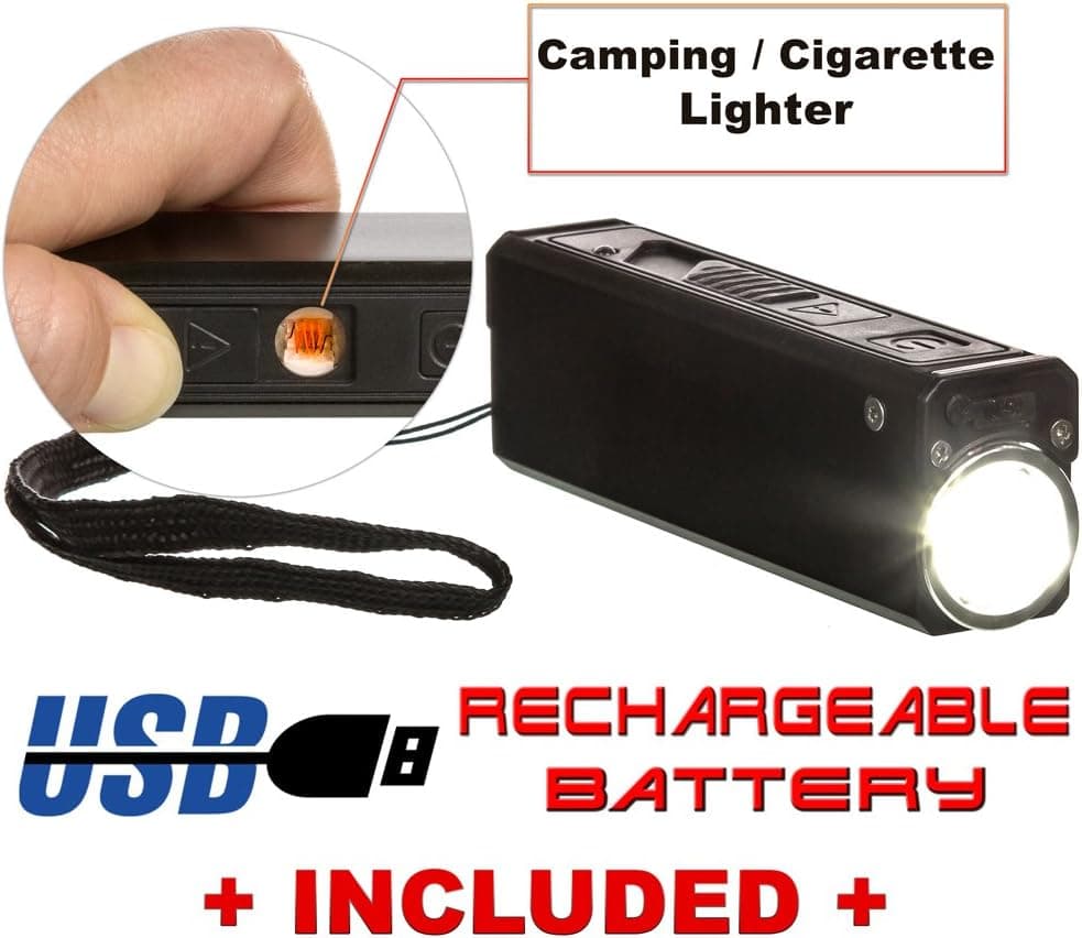 CENGOY 1 Week Sale!!! StellarLights 200 Lumen Multipurpose Outdoor USB Rechargeable LED Handheld Flashlight - Powerbank Device Charger - Fire Starter/Cigarette Smoking Lighter