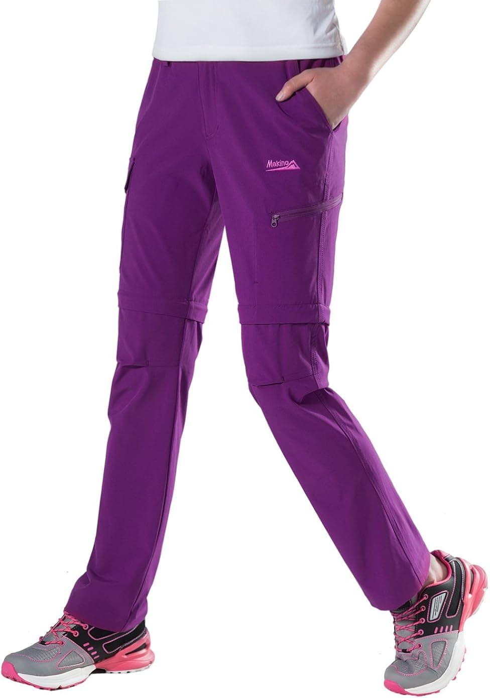 Makino Men/Women's Long/Convertible Quick Dry Hiking Pants with Waistband (Brown/Green/Grey)