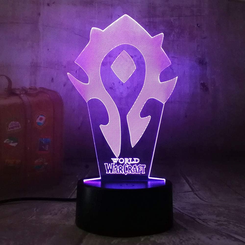 World of Warcraft Game 3D LED Night Light Best Gift for Game Lovers LED Table Lamp Bedroom Decoration Christmas Gift Wow Souvenir Kids Toys(Wow)