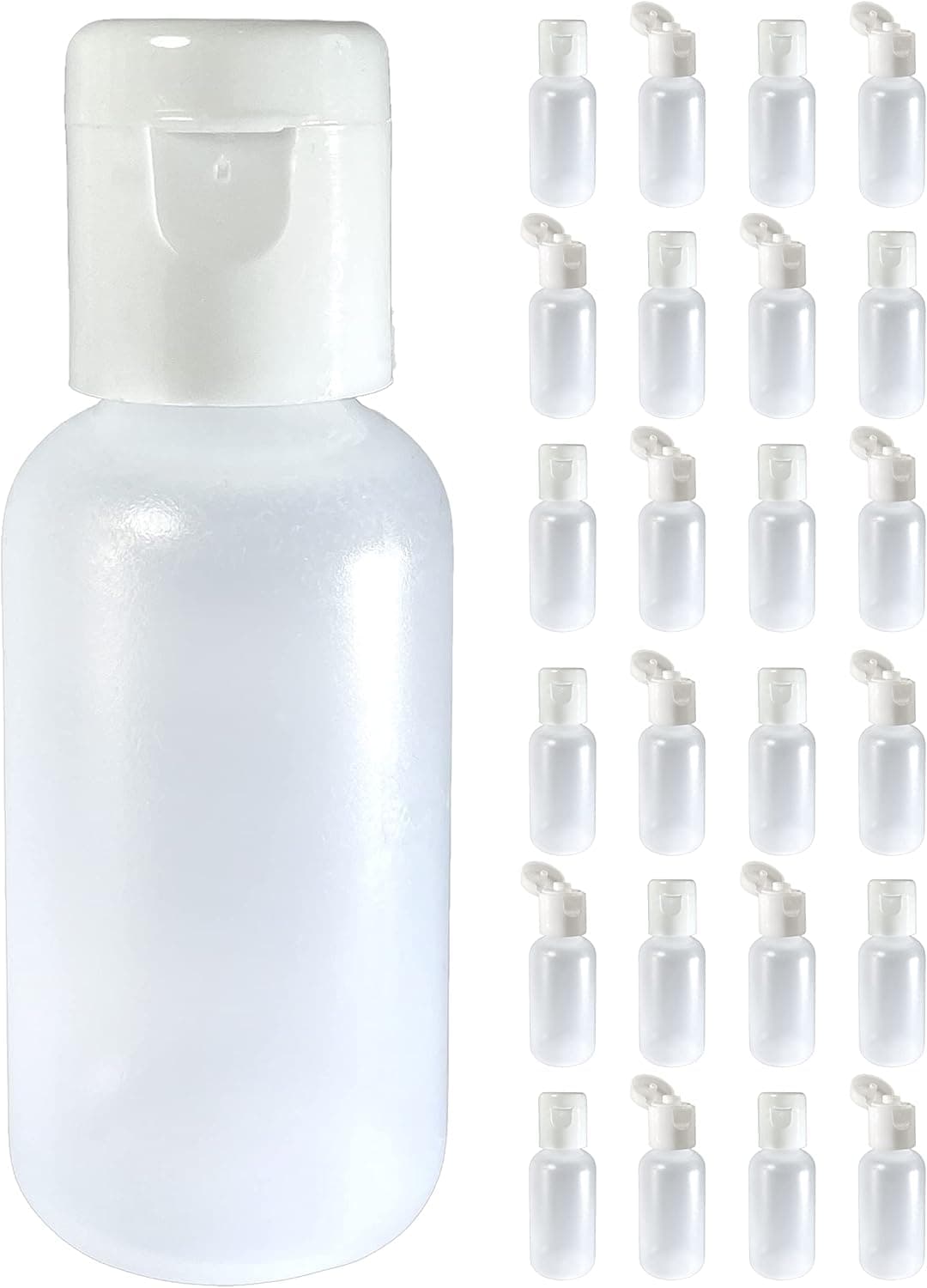 510 Central Mini Squeeze Bottles (1/2oz, 25 Pack) Boston Round with Snap Top Caps - LDPE Plastic - Made in USA