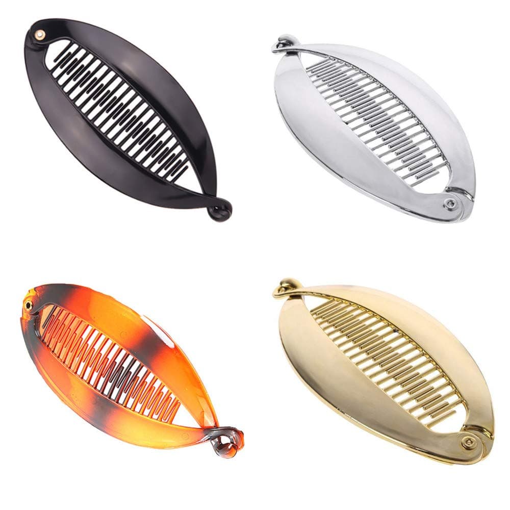 Smrroy 4 Pcs Banana Hair Clips Lady Resin Fishtail Clip Comb Headdress Fish Shape Grips Clamp Hair Accessories for Women