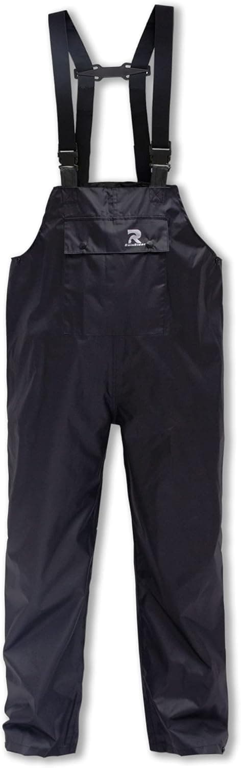 RainRider Rain Bib Pants for Men Women 150D Oxford Safety Trousers Heavy Duty Waterproof Work Pants Rip-Stop Overalls