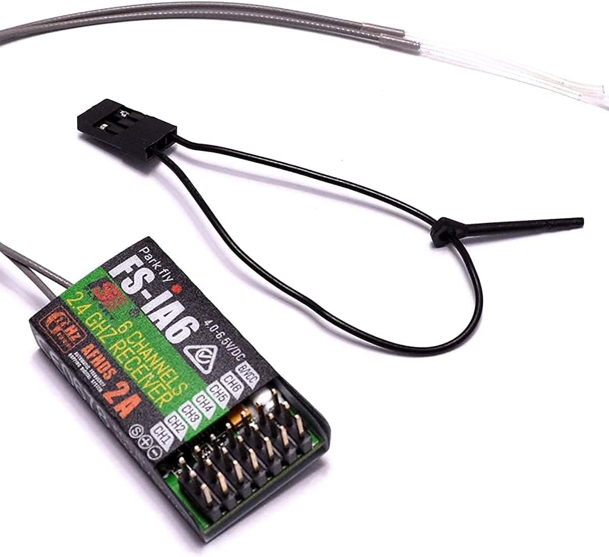 Flysky FS-IA6 2.4GHz 6CH Channels RC Receiver Neutral Plastic PPM Output with iBus Port with Double Antenna for FS FS-i4 i6 i10 GT2E GT2F GT2G Transmitter RC210 (1pcs FS-IA6)