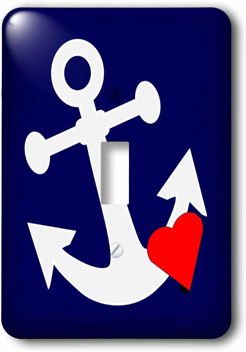 3D Rose lsp_212627_1 Print of White Anchor with Heart On Navy-Single Toggle Switch