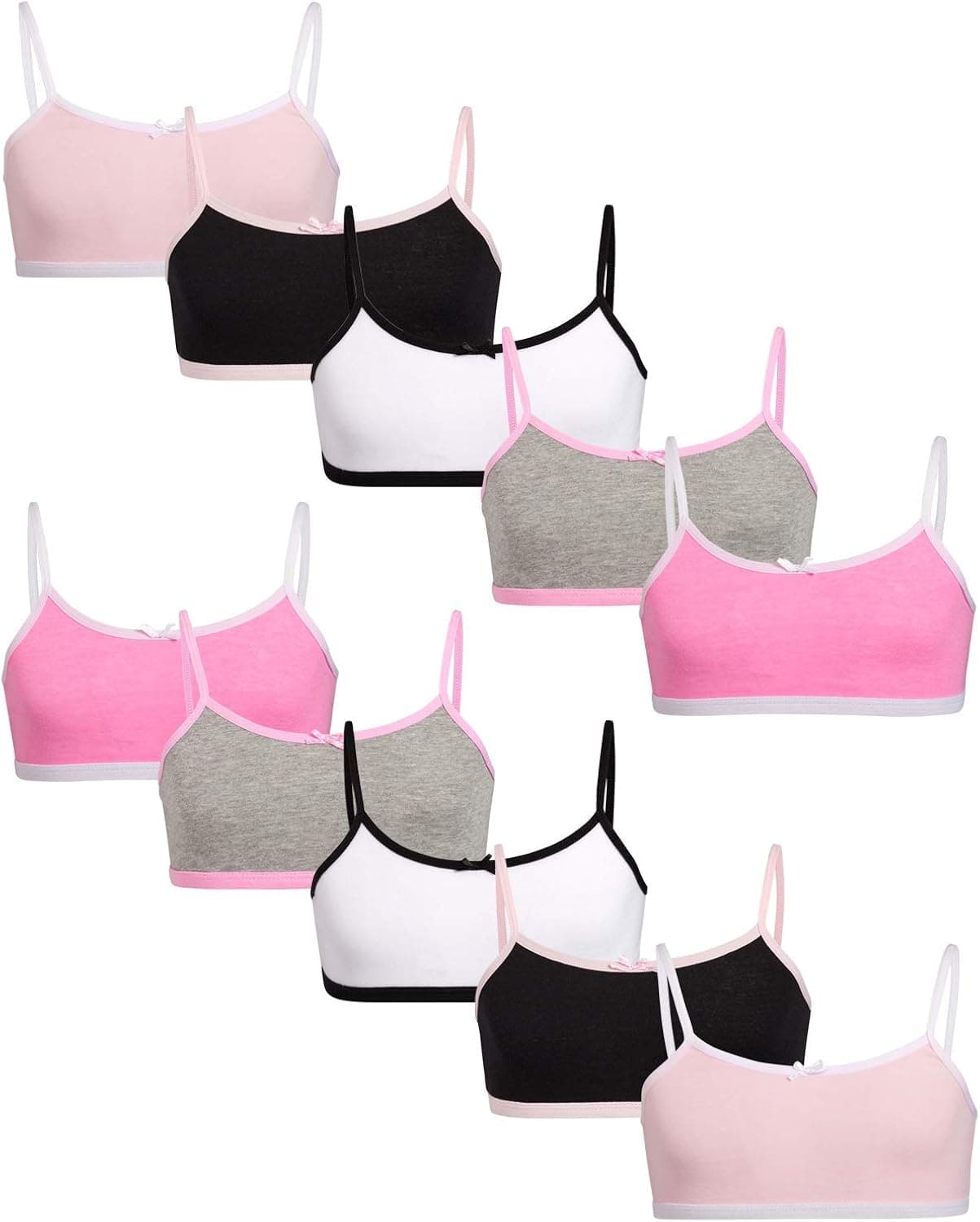 Sweet Princess Girls’ Training Bra – 10 Pack 100% Cotton Cami Bralette (S-L)