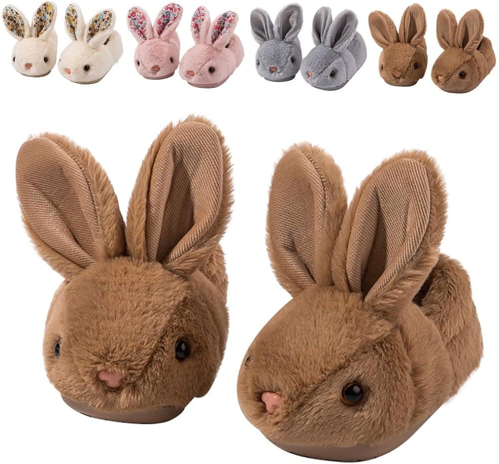 Fadezar Toddler Slippers Girl Boy House Slipper Kids Rabbit Winter Slipper Warm Bunny Slippers Soft Plush Indoor Girls Boys Slipper
