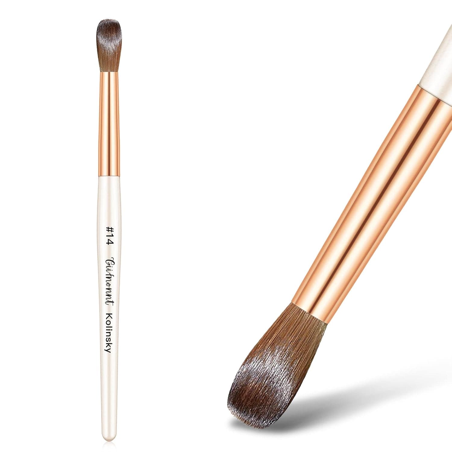 100% Kolinsky Hair Nail Brush Size 14, Nail Art Painting Brush for Acrylic Powder Wood Handle Professional Manicure Pedicure for DIY Home Salon