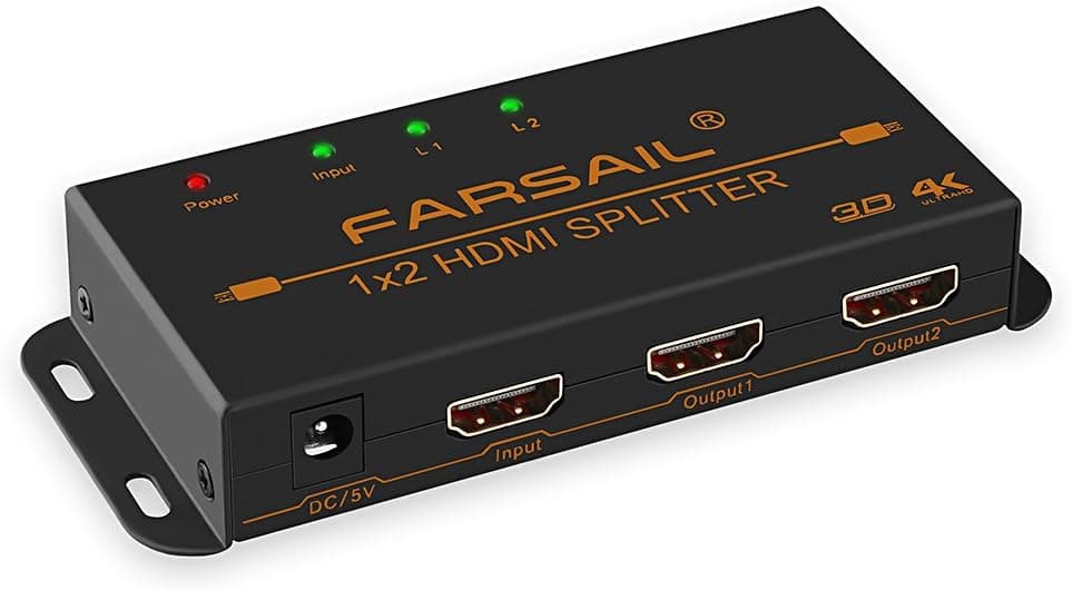 HDMI Splitter, FARSAIL 4K HDMI Splitter 1 in 2 Out HDMI Video Signal Distributor Splitter Switch for PS3 PS4 STB Blu-ray DVD Xbox Roku TV Stick