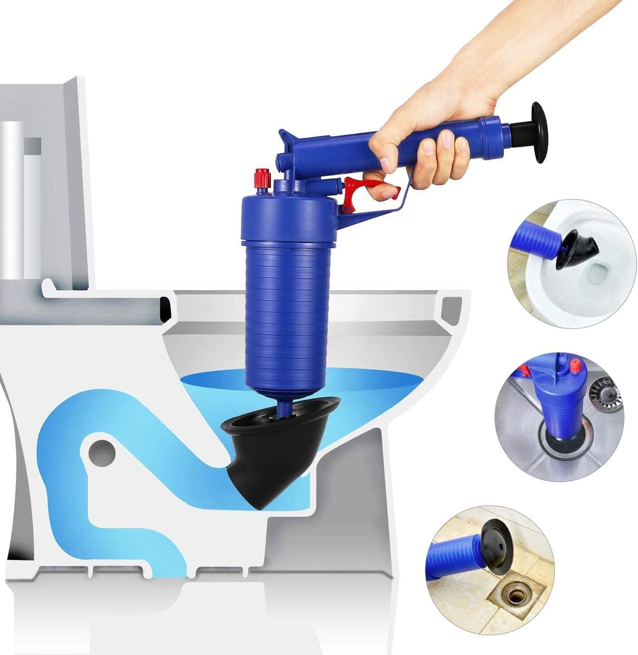 Pressure Manual Toilet Plunger for bathroom,Pressure Pump Cleaner,Air Drain Blaster,High Pressure Plunger Opener,Air Power Drain Blaster, Suitable for Bathroom,Toilet,Bathtubs Sink,Kitchen,Showers