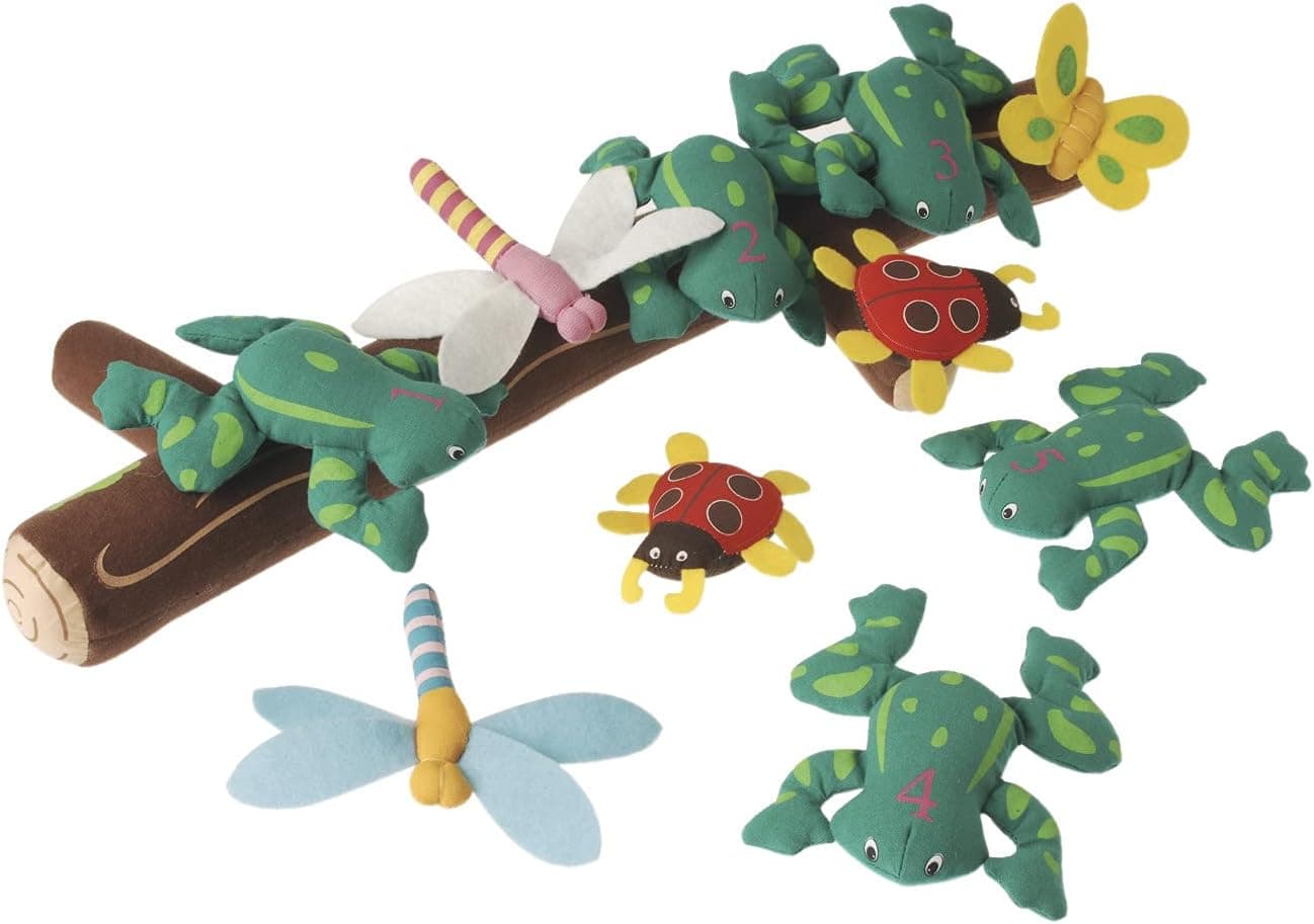 Marvel Education Co Five Green and Speckled Frogs Puppet and Props, Set of 11