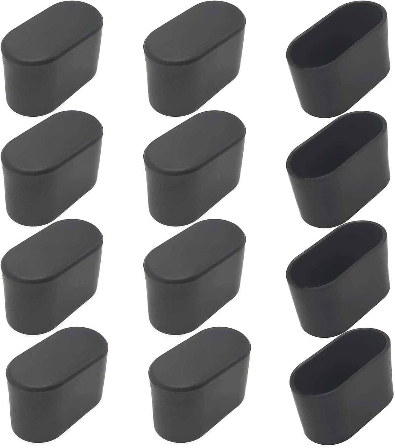 12Pcs Oval Outdoor Chair Leg Caps, Plastic Chair Legs Cover Floor Protectors, 20x40 mm Chairs Tables Leg Furniture Feet Covers for Hardwood Floors and Outdoor Patio Set
