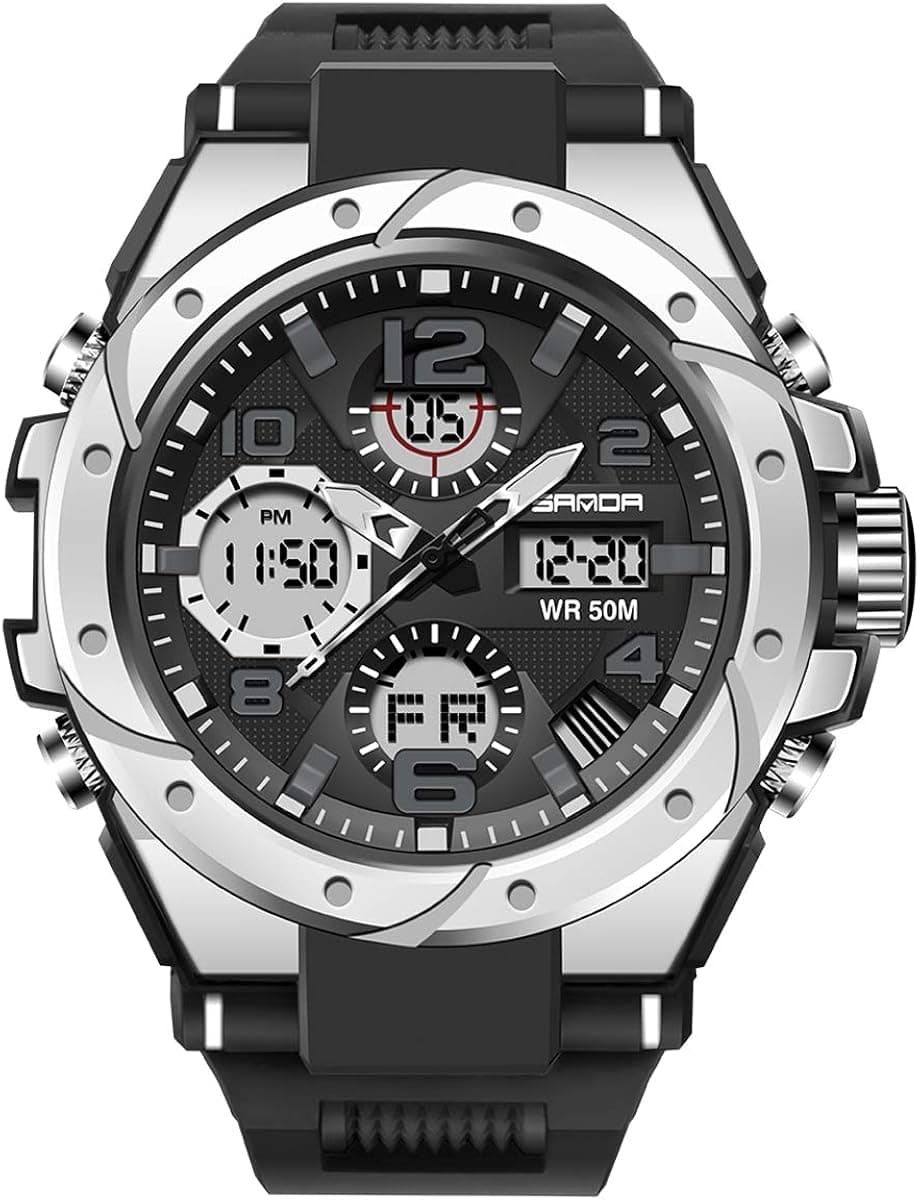 SEFWESRIG Men's Sports Watch, Military Digital Double Display Waterproof, Fashion Tactical Watches for Men